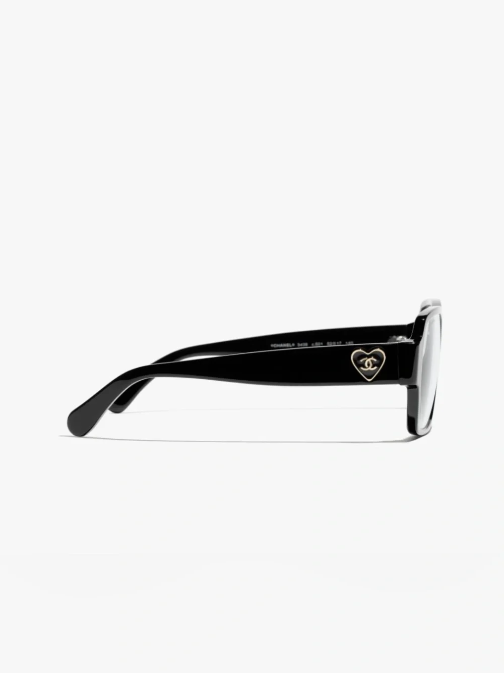 ChaneI Heart Logo Sunglasses Black with Black Lenses